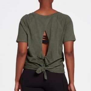 Calia Flow Keyhole Tieback Tee in Green Women's Size Medium